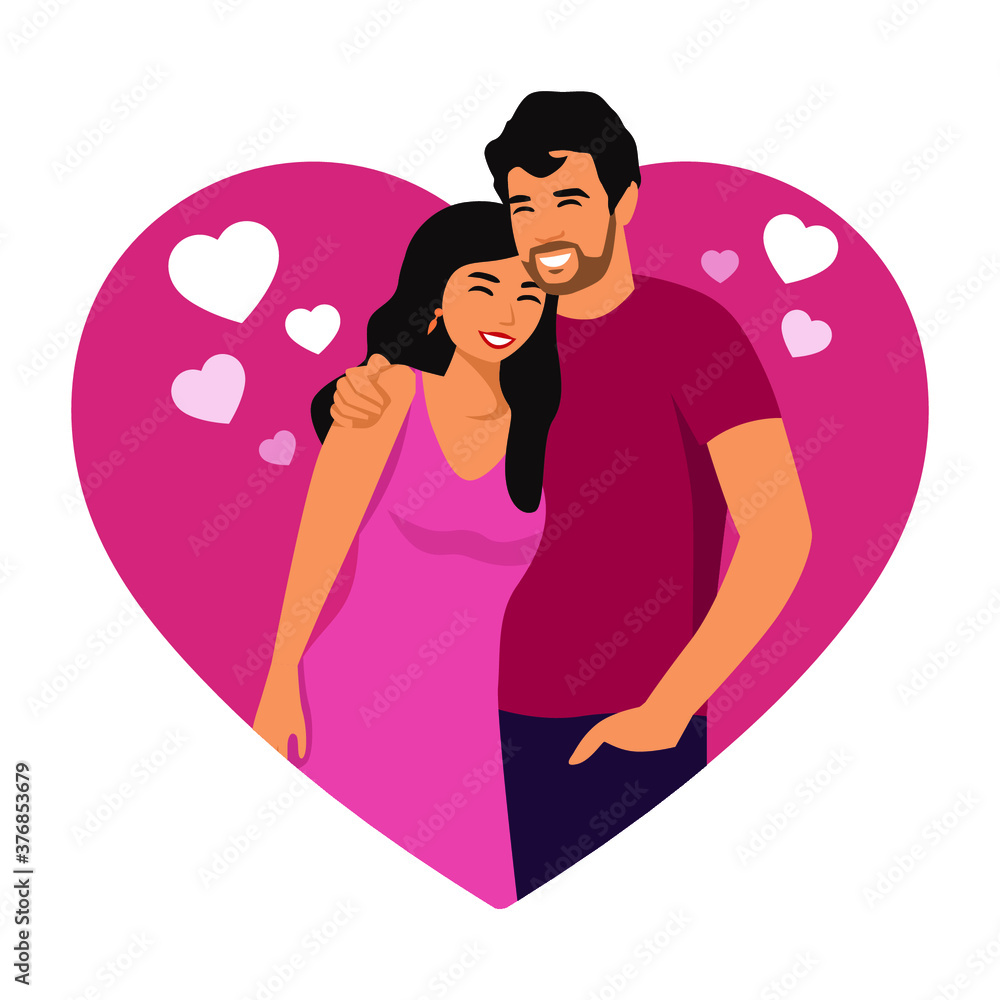 Couple in love. Man and woman embracing each other affectionately ...