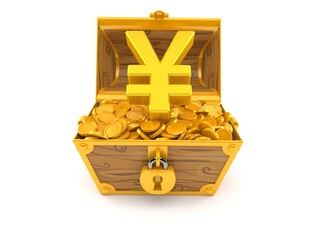 Canvas Print - Yen currency inside treasure chest