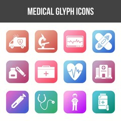 Wall Mural - Unique Medical Glyph icon set