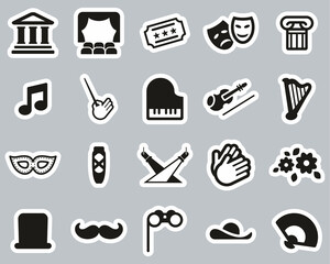 Canvas Print - Theater Or Opera Icons Black & White Sticker Set Big