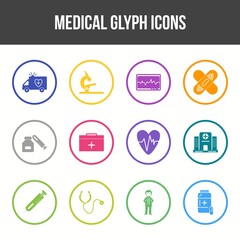 Wall Mural - Unique Medical Glyph icon set