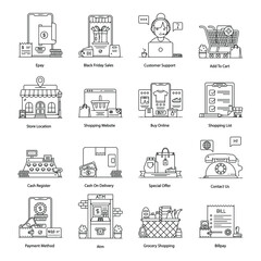 Poster - 
Shopping and Delivery line Icons Pack 
