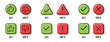 Do and Don't. Thumb up and thumb down. Tick and cross. Good and bad symbols. Like and dislike icons. Vector illustration