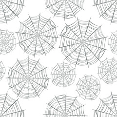 gray spider web isolated on white background. seamless pattern. vector flat illustration. design for