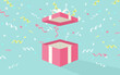 © Nikhom - Opened pink gift box with confetti.vector Illustration.