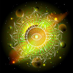 Wall Mural - vector illustration of sacred geometric symbol against the space.