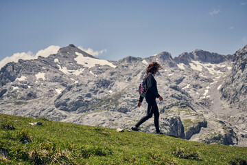 woman enjoying in the mountain, woman spending the holidays in the mountain