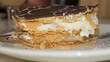 Typical Andalusian chocolate and cream millefeuille cake.