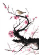 Plum and nightingale japanese style ink painting