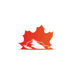 Wall Mural - mountain and maple leaf logo template vector