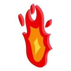 Sticker - Fire icon. Isometric of fire vector icon for web design isolated on white background