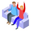 © ylivdesign - Family holiday tv watch icon. Isometric of family holiday tv watch vector icon for web design isolated on white background