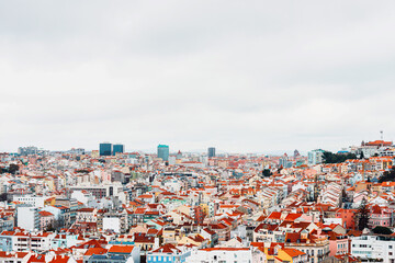 Old Town Lisbon. Street view of typical houses in Lisbon, Portugal, Europe