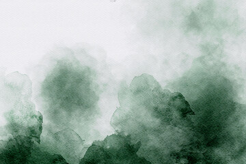  Dark green watercolor abstract background. Watercolor green background.