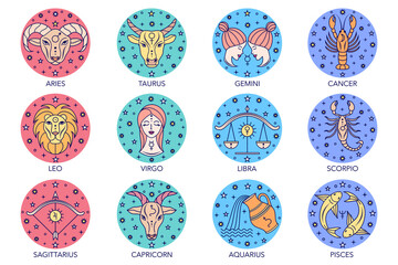 Poster - zodiac signs on white