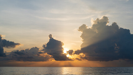 Wall Mural - abstract amazing scene of stuning colorful sunset with clouds background in nature and travel concep