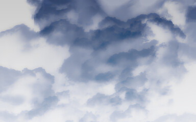 Wall Mural - watercolor illustration cloudy art abstract blue color texture background, clouds and sky pattern. w