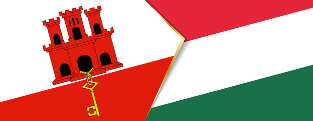 Gibraltar and Hungary flags, two vector flags.