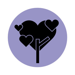 Poster - tree shaped heart love romatic pictogram block silhouette icon icon