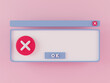 © pprothien - 3d rendering error pop up window on pink background.