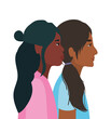 black and indian women cartoons in side view vector design