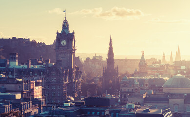 Edinburgh city skyline from Calton Hill., United Kingdom