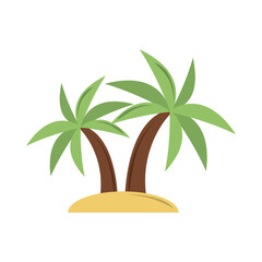 Poster - summer vacation travel, paradise tropical exotic palms and sand flat icon style