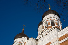 Aleksander Nevski Cathedral, Toompea (Cathedral Hill), Tallinn, Estonia: Close-up Of The Onion Domes