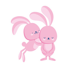 Wall Mural - pink rabbits animal cartoon isolated icon style