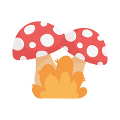 Sticker - autumn mushroom foliage bush natural cartoon