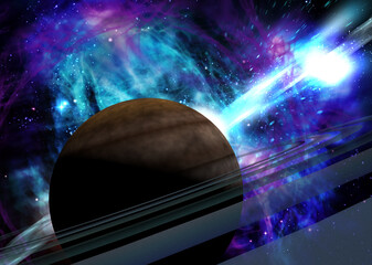 Wall Mural - planet saturn galaxy 3d illustration