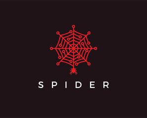minimal spider tech logo template - vector illustration