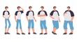 © VectorSpace - Male character body figure change form underweight slim to oversized extremely morbidly obese. Man having different body mass index, shape, weight, standing in row. Obesity degree. Dieting effect