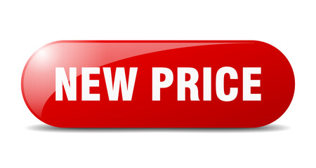 new price button. sticker. banner. rounded glass sign