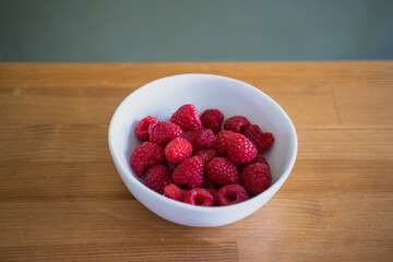 Bowl of fresh raspberries