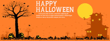 Halloween Landscape Background. There Are 3 Unique Layer (black,darkorange,yellow) On Orange Background. Easy To Change Color Which You Want