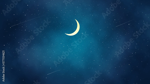 三日月と綺麗な夜空の風景イラスト Stock Vector Adobe Stock