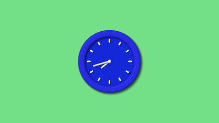 New blue color 3d wall clock on green light background,3d wall clock