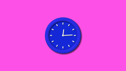 New blue color 3d wall clock on pink background,wall clock