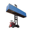 © ChompopsonG - Forklift truck lifting cargo container in shipping yard for transportation import export and logistic industrial concept