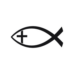 Jesus Fish icon, Christian Ichthys Fish symbol 