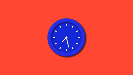 12 hours counting down 3d wall clock icon on red background,blue clock