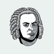 Johann Sebastian Bach. Vector illustration hand drawn. 