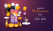 © ABC Vector - Happy Halloween Day background with online store shopping and cute elements. Promotion banner design vector.