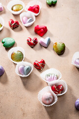 Poster - Love concept. Valentine’s day candies on stone table