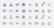© Set Line Vector Icon - Set of Airport Related Vector Line Icons. Contains such Icons as Globe, Departure, Plane, Bus, Tickets, Baggage Claim, Calendar, Kit and more. Editable Stroke. 32x32 Pixels.
