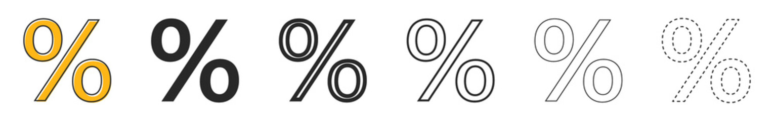 Wall Mural - percent vector icon. set of percent symbols. concept of sale