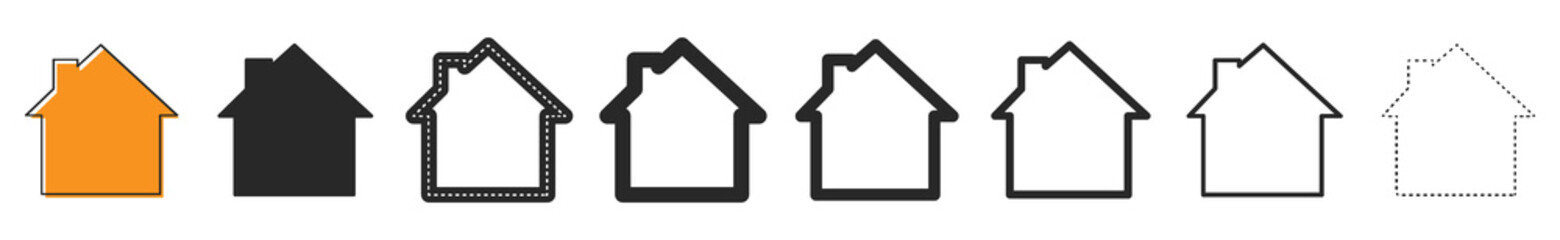 Wall Mural - house vector icons. set of black houses symbols