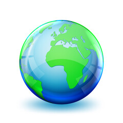 Wall Mural - earth globe icon. 3d globe. glossy world map.