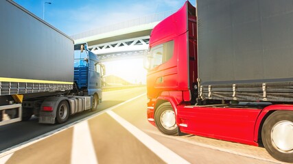 truck traffic on the roads of freight Europe